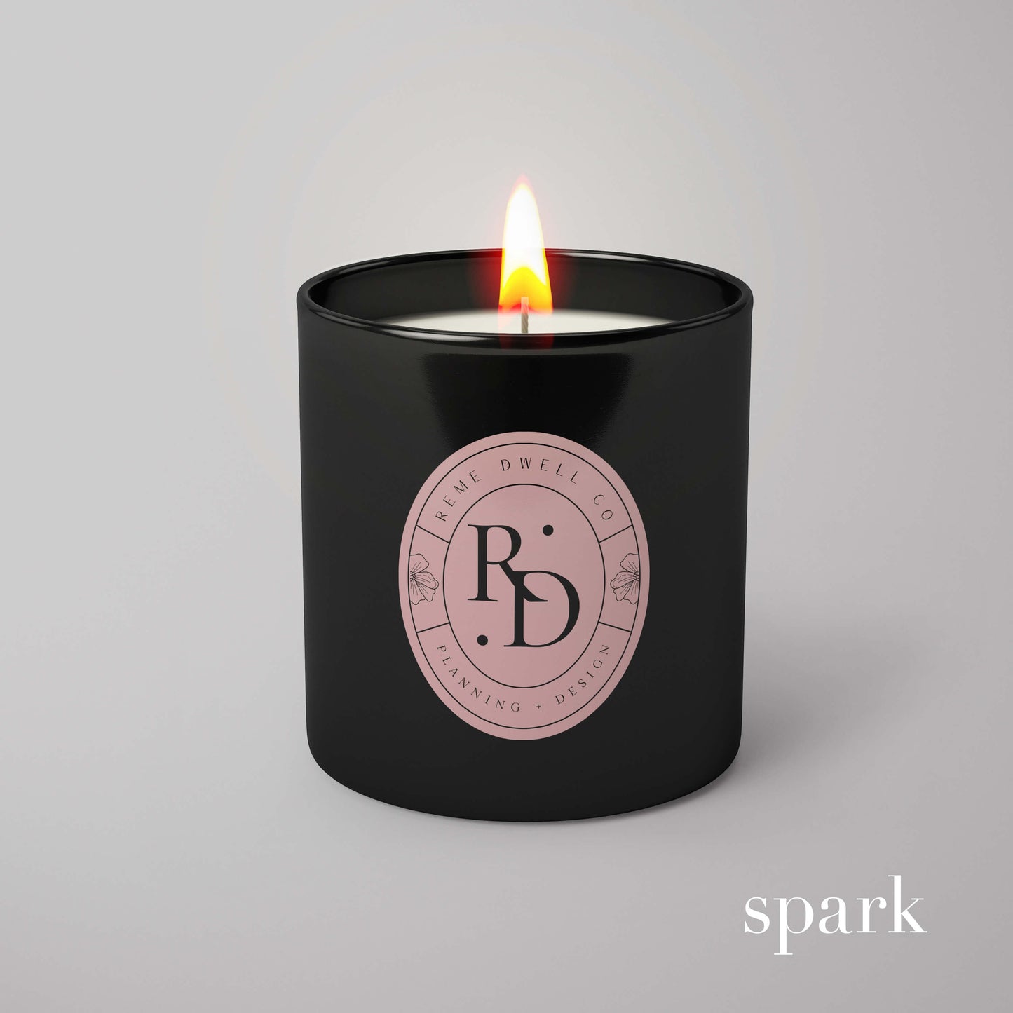 10oz matte black glass candle with full-color label and available gift-ready packaging.