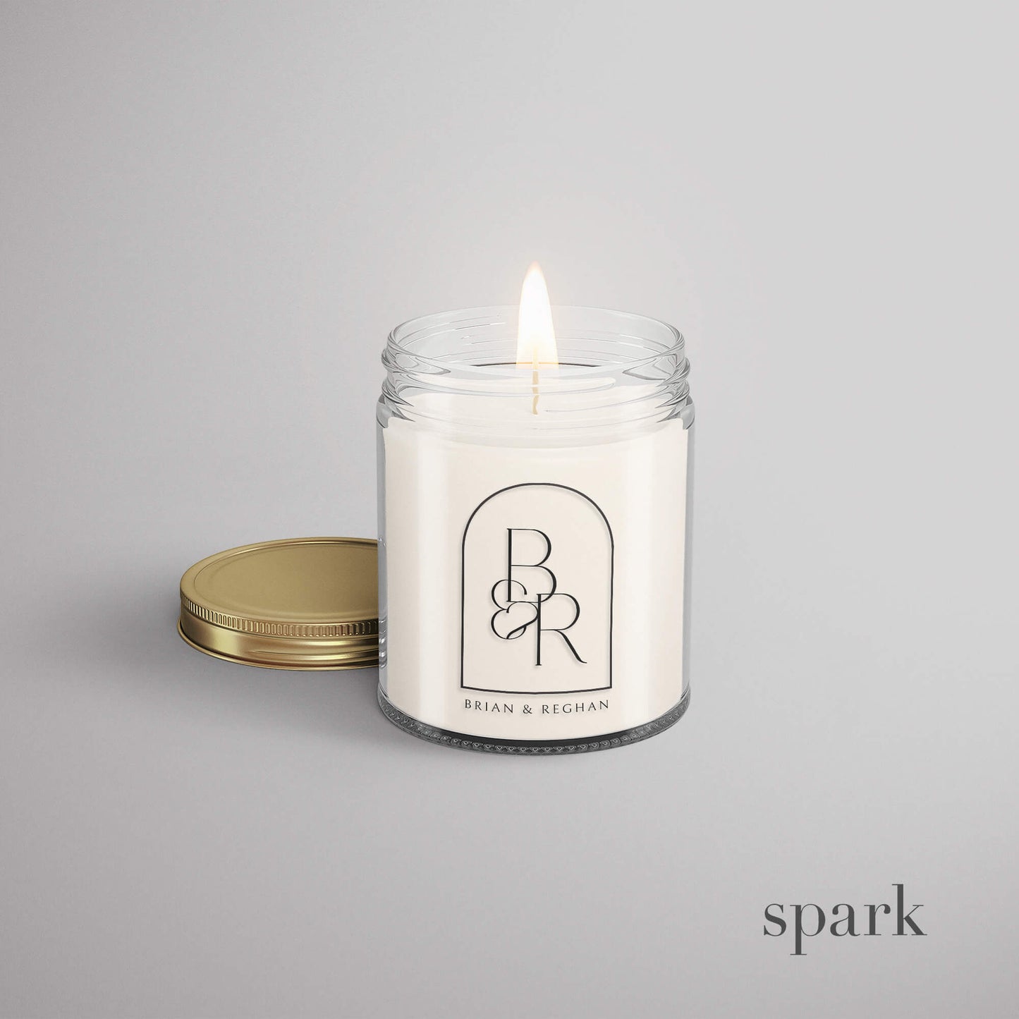 4oz custom clear glass jar candle with logo and corporate branding