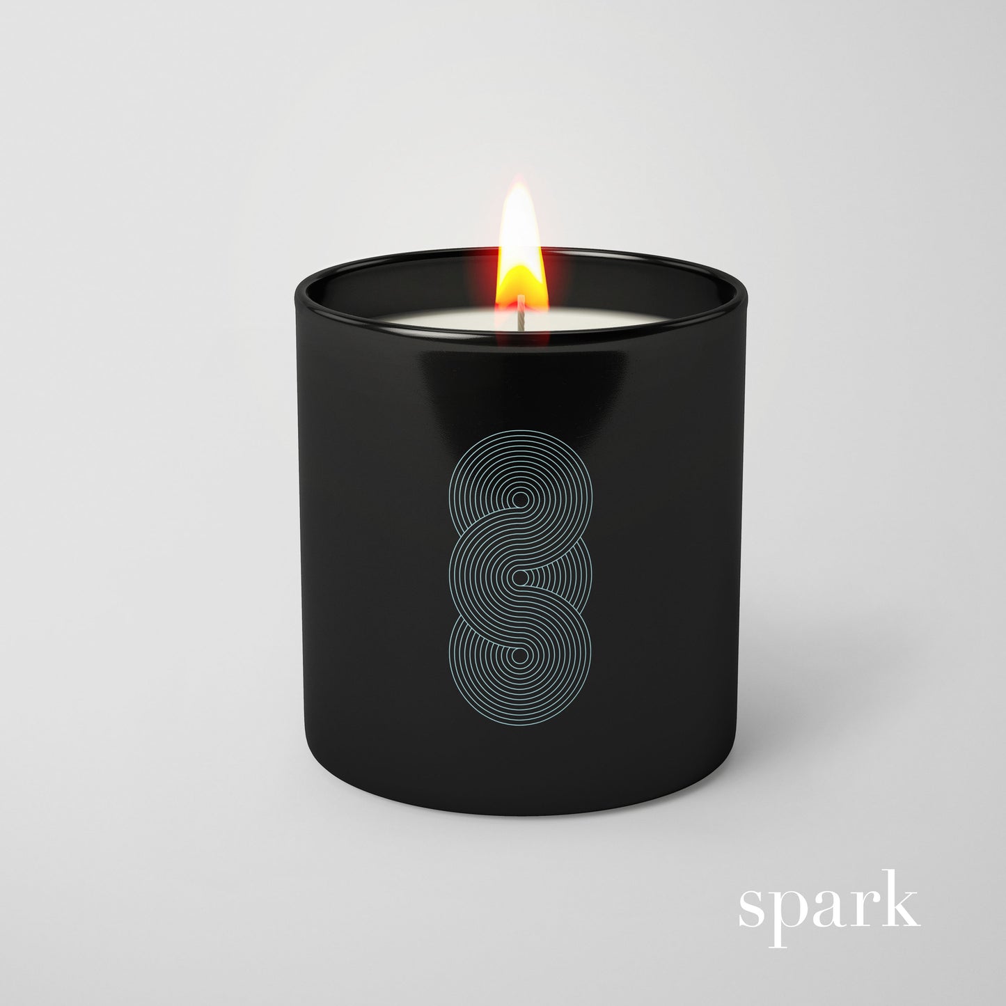 Custom branded matte black glass candle produced by a candle manufacturer for client gifts and employee appreciation.