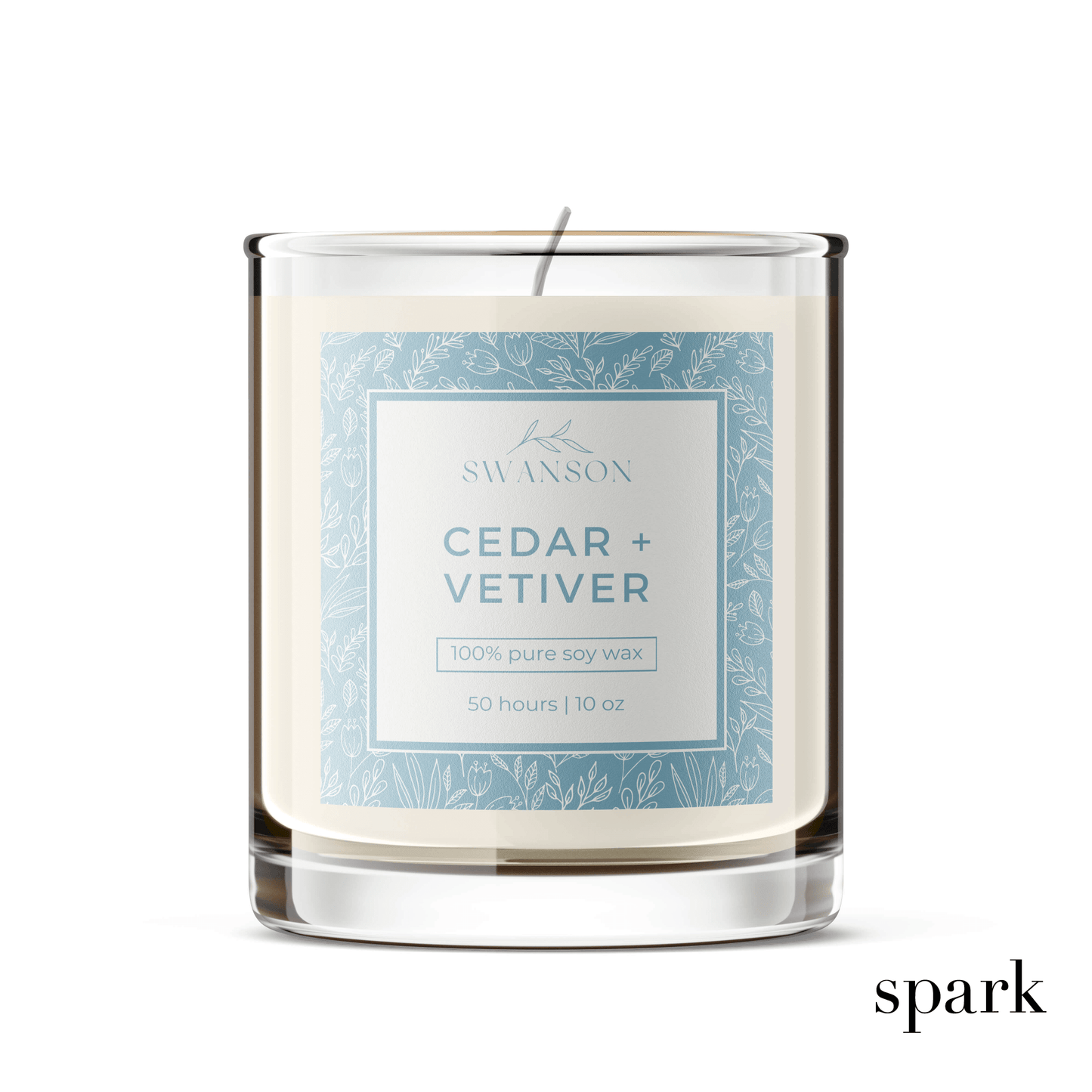 Fully branded custom candle in 10oz clear glass with full-color label for corporate gifts