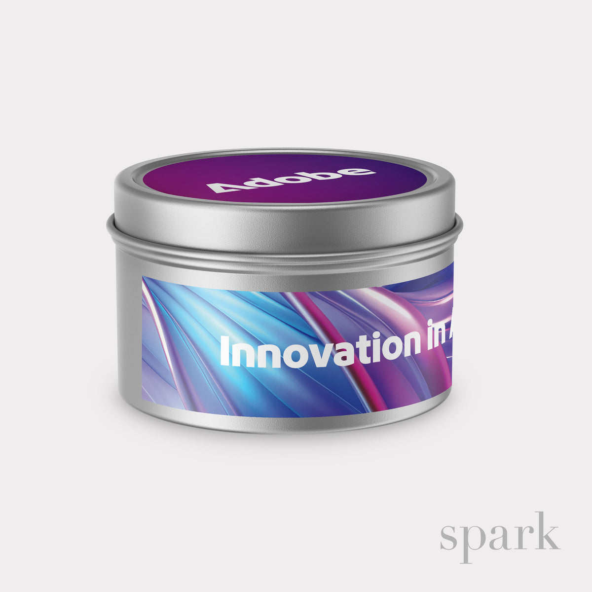 Customizable 4oz silver metal tin candle with custom label