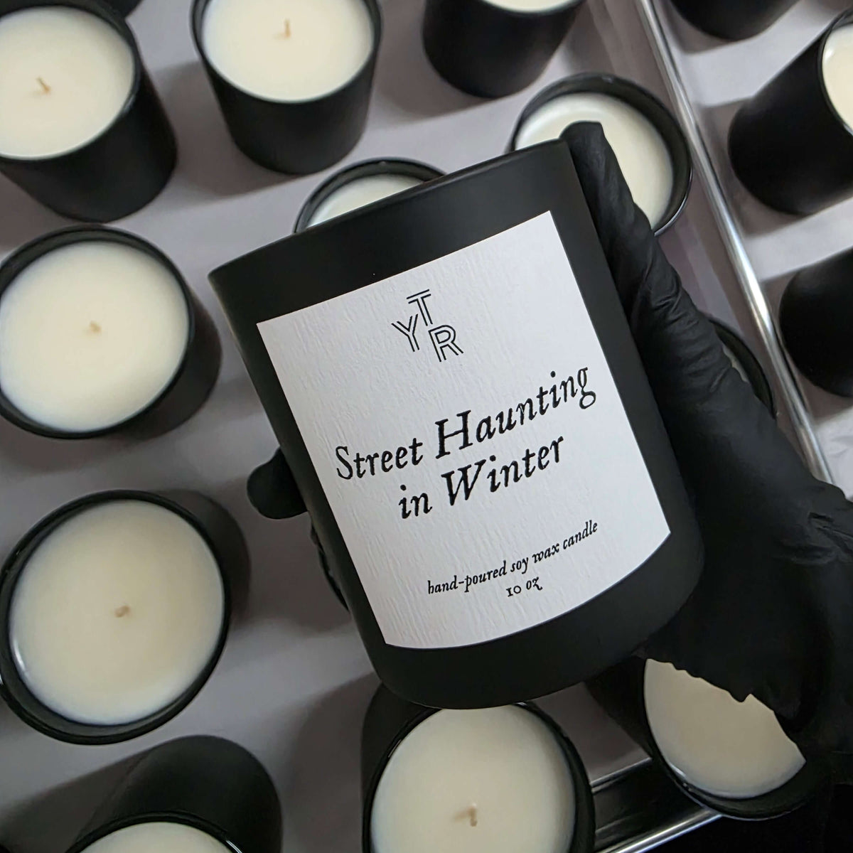Spark Candles x Yale Review - Custom Matte Black Glass Soy Candles - Textured Label