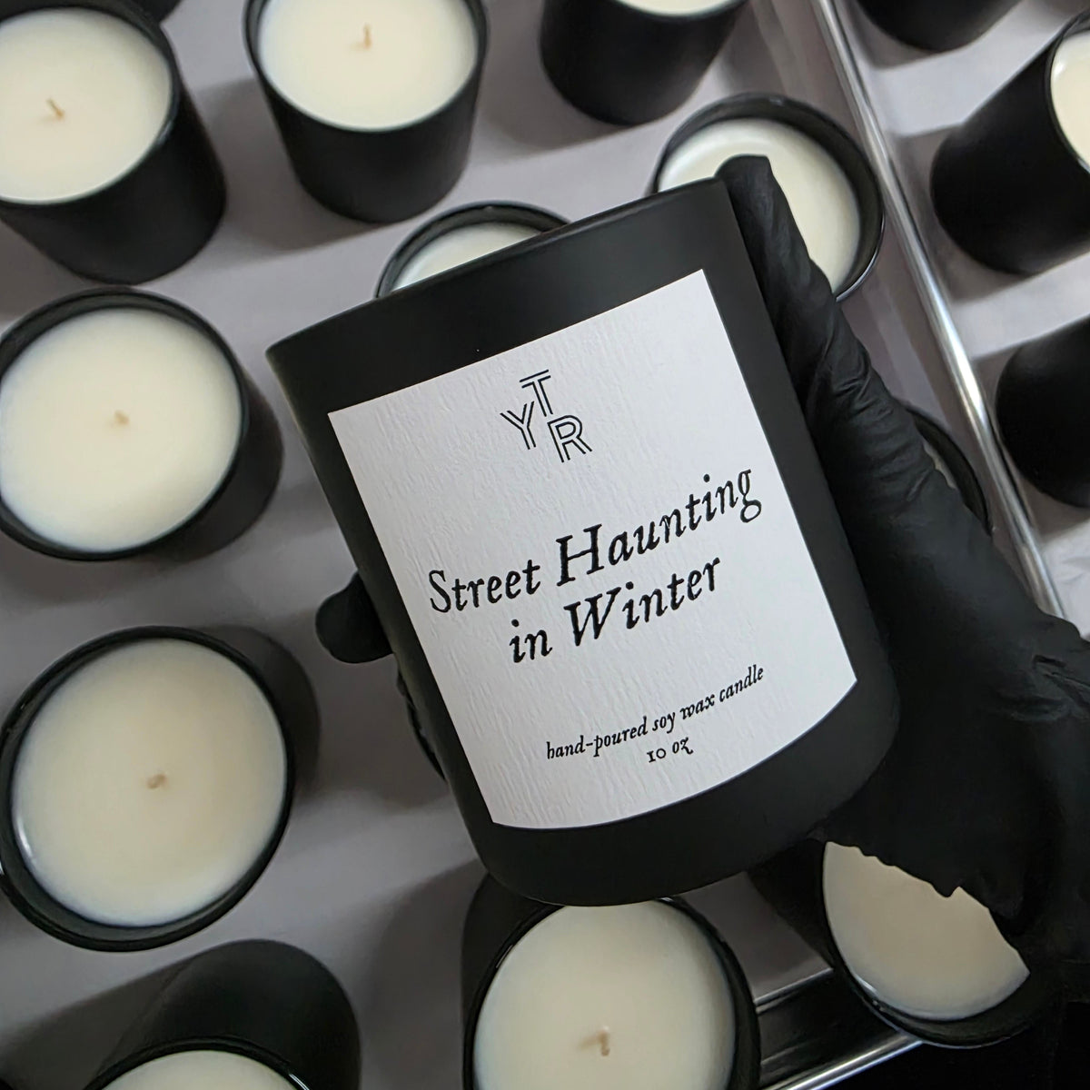 Spark Candles x Yale Review - Custom Matte Black Glass Soy Candles - Textured Label