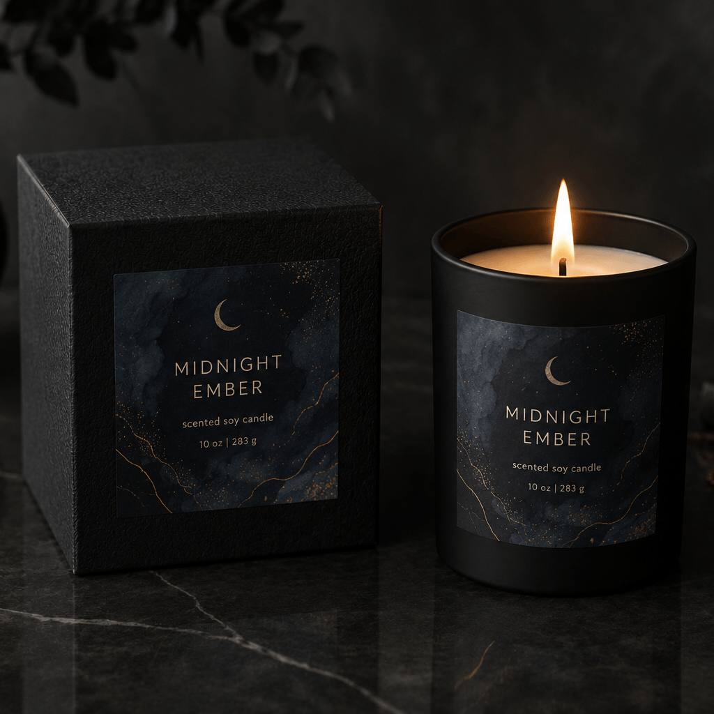Small Batch Retail Candle Collection Custom 10oz Matte Black Glass Candle + Gift Box