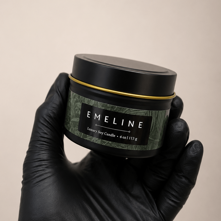 Custom 4oz Black Tin Candle Manufacturer - Custom Hotel Amenities Gift for Guests