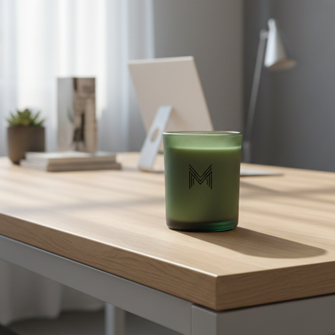 Sleek Modern Custom Green Glass Candle Collection - Add Logo and Choose Fragrance