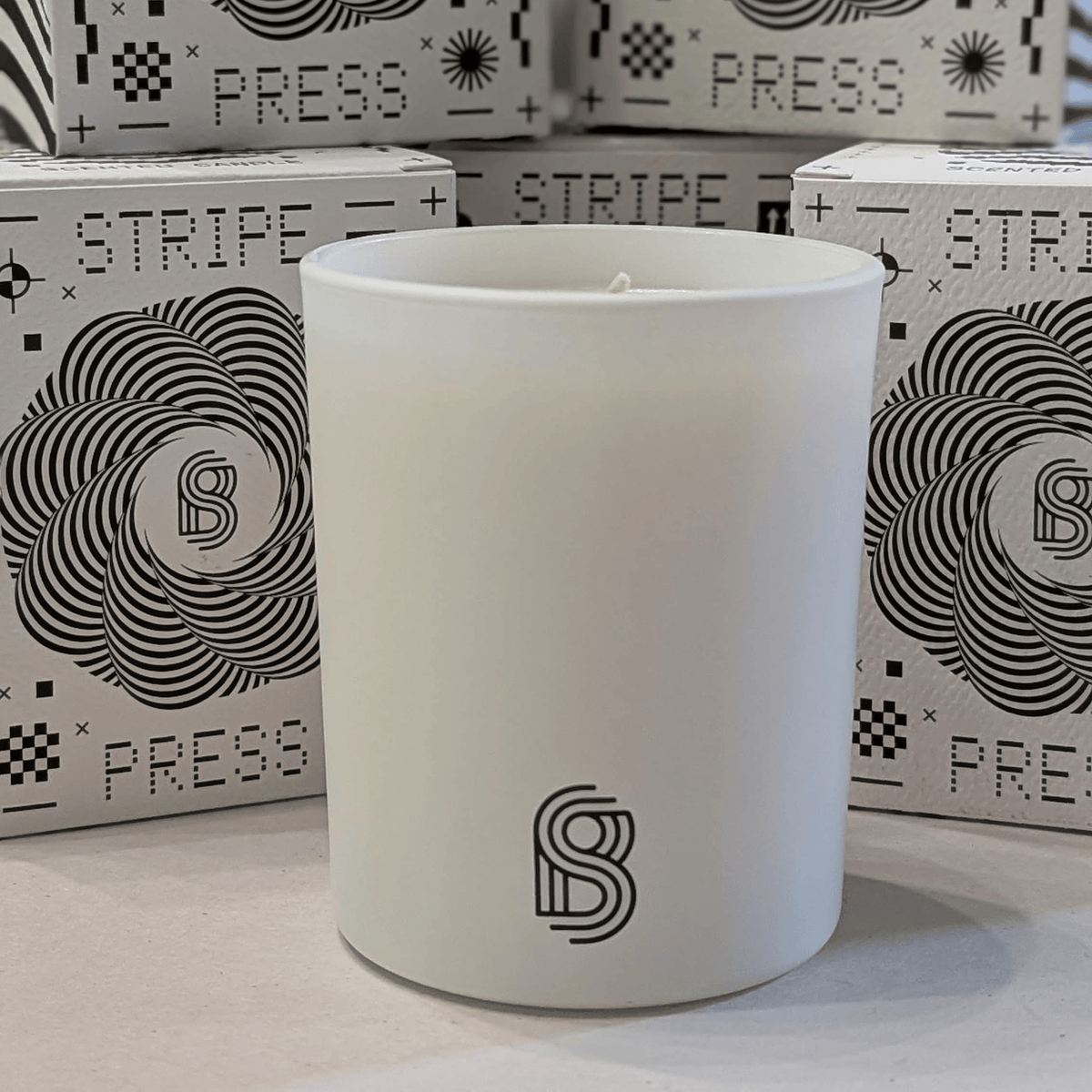 Customized 6oz white glass candle with logo imprint