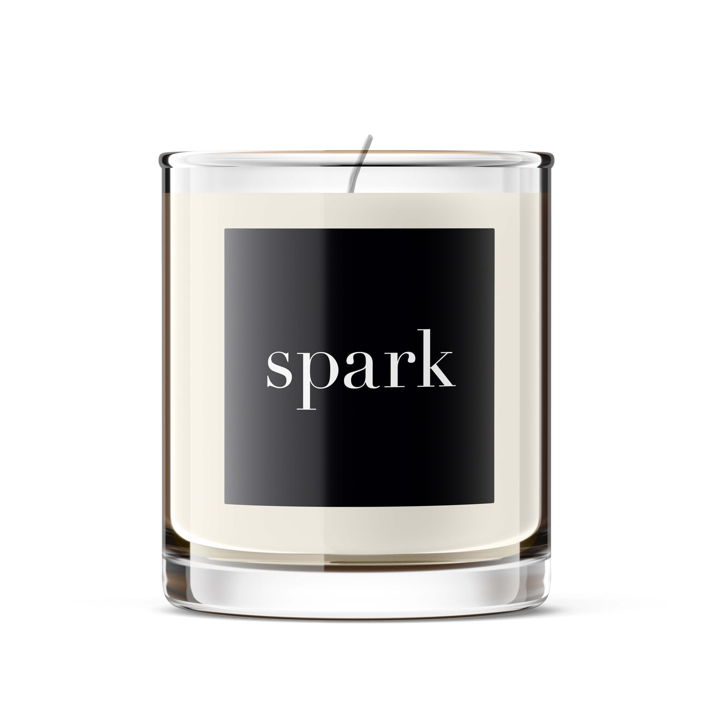 Spark branded 10oz clear glass scented soy candle