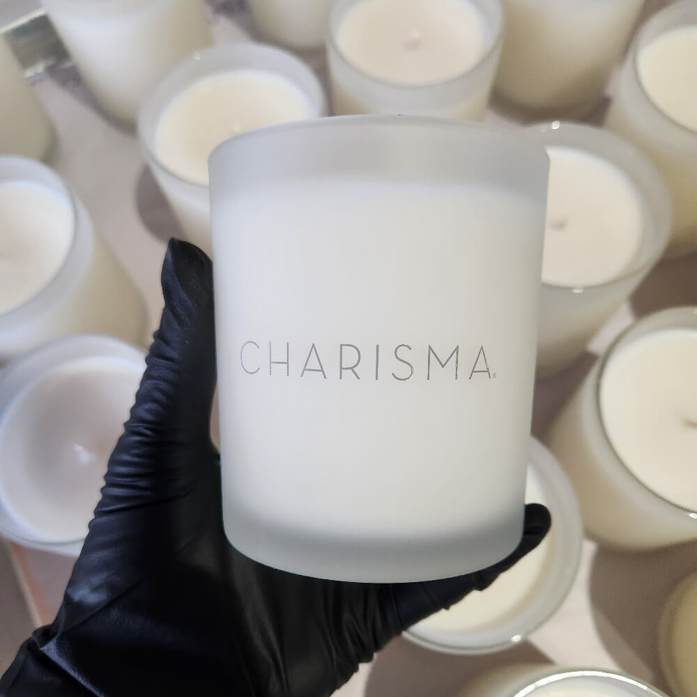Custom 10oz Frosted Clear Glass Candle Pantone Grey Logo Promotional Item for Event Gift Bags