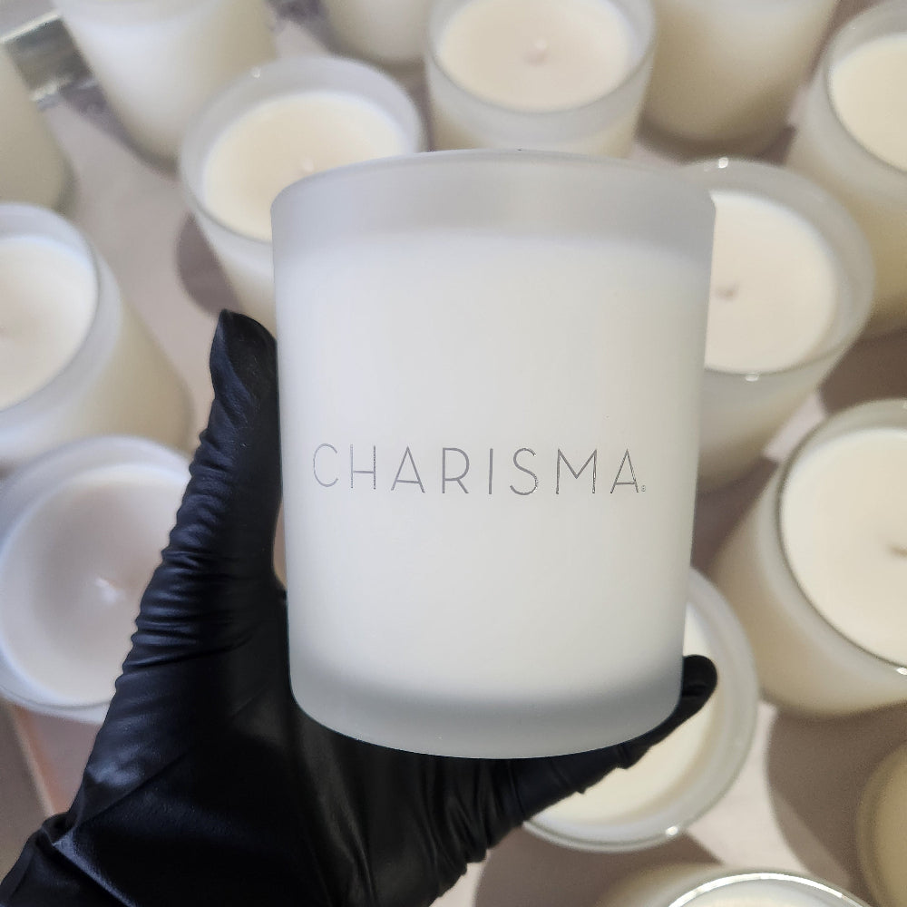 Custom 10oz Frosted Clear Glass Candle Pantone Grey Logo Promotional Item for Event Gift Bags