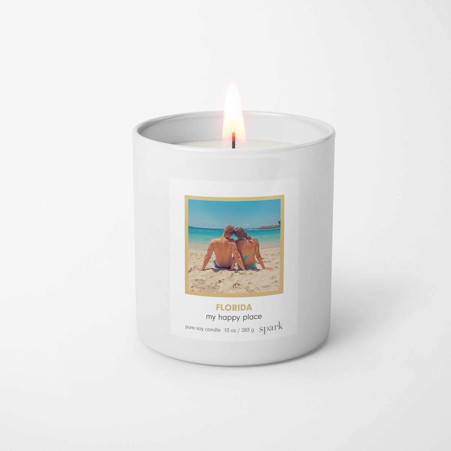 Custom Scented Funny Photo Candle in 10oz Matte White Glass with Aromatherapy Scent