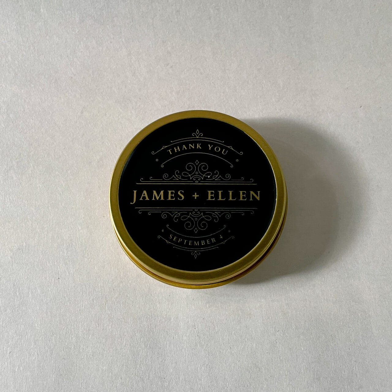 10 Pack - Custom 2oz Aromatherapy Soy Candle in Gold Tin - Label No. 57 - Spark Candles